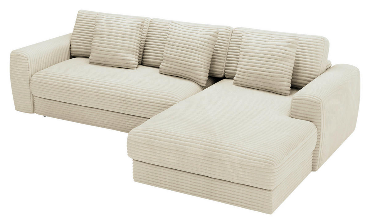 ECKSOFA in Cord Creme  302/182 cm  - Creme/Schwarz, MODERN, Kunststoff/Textil (302/182cm) - Carryhome