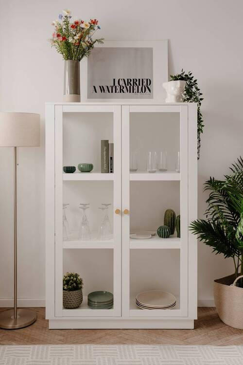 VITRIN fehér  - arany/fehér, Design, faalapú anyag/Üveg (100/150/40cm) - MID.YOU