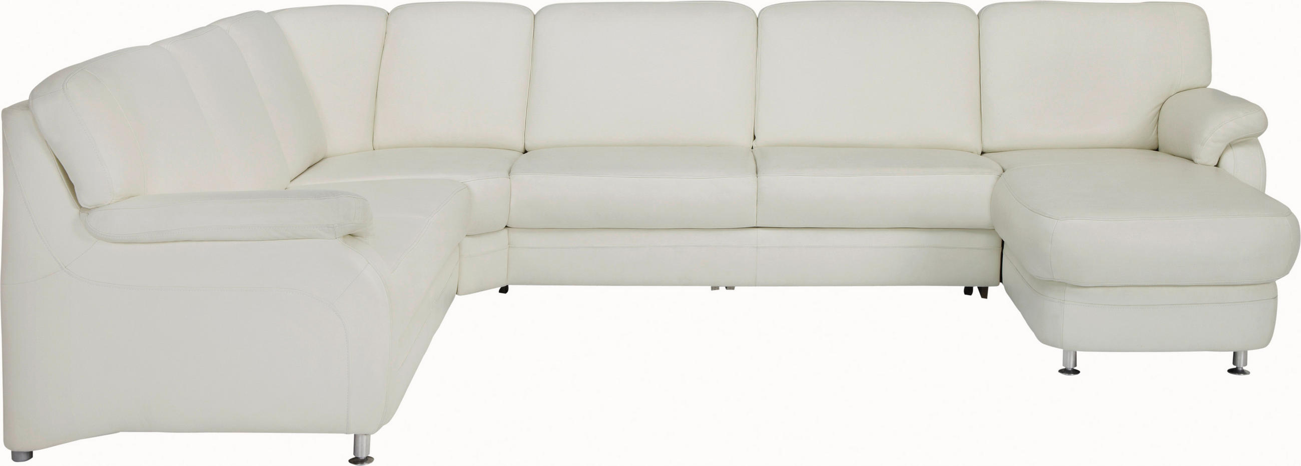 WOHNLANDSCHAFT Weiß Echtleder  - Alufarben/Weiß, KONVENTIONELL, Leder/Metall (239/329/165cm) - Beldomo Premium