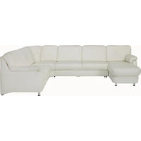 WOHNLANDSCHAFT in Echtleder Weiss  - Weiss/Alufarben, Konventionell, Leder/Metall (239/329/165cm) - Beldomo Premium
