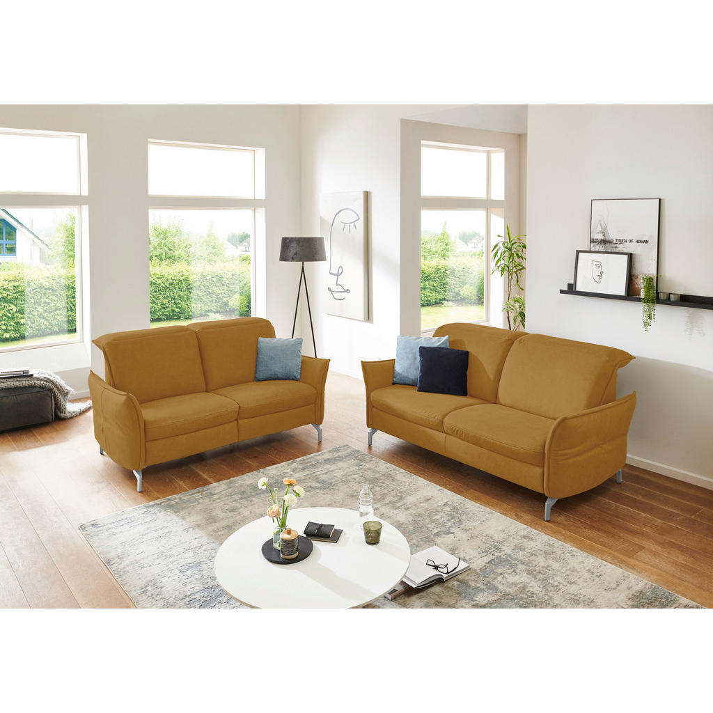 Thumbnail - Livetastic 2,5-Sitzer, Gelb, Textil, 185x89x109 cm, Made in EU, Hocker erhältlich, Armteil links, rechts, Wohnzimmer, So...