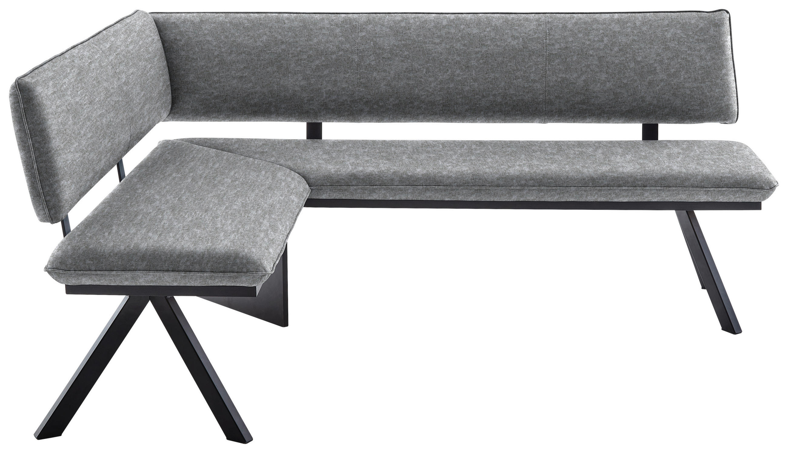 ECKBANK 140/180 cm  in Schwarz, Hellgrau  - Hellgrau/Schwarz, MODERN, Textil/Metall (140/180cm) - Cantus