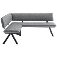 ECKBANK 150/190 cm  in Schwarz, Hellgrau  - Hellgrau/Schwarz, MODERN, Textil/Metall (150/190cm) - Cantus