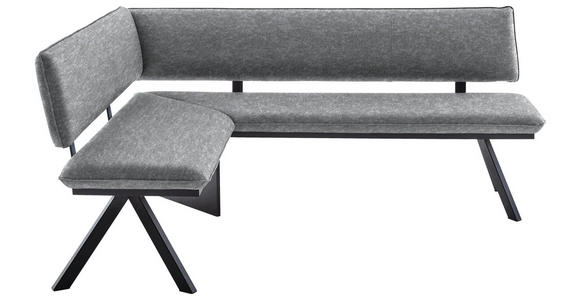 ECKBANK 140/180 cm in Schwarz, Hellgrau - Hellgrau/Schwarz, MODERN, Textil/Metall (140/180cm) - Cantus