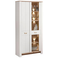 VITRINA siva, boja hrasta   - siva/boja nikla, Konvencionalno, staklo/metal (98/201/38cm) - Hom`in