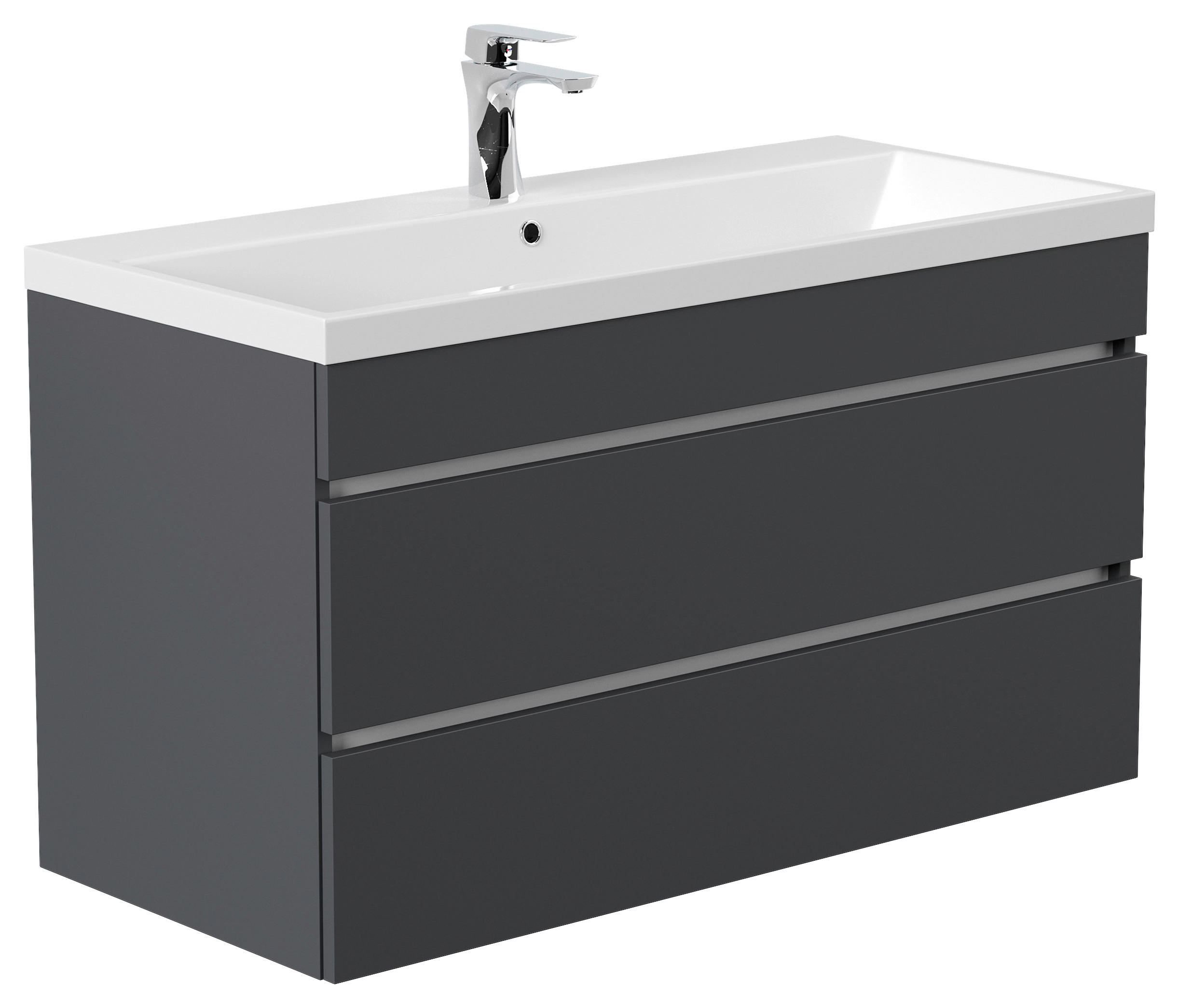 WASCHTISCHKOMBI 100 cm  - Graphitfarben, Basics, Holzwerkstoff (100cm) - MID.YOU