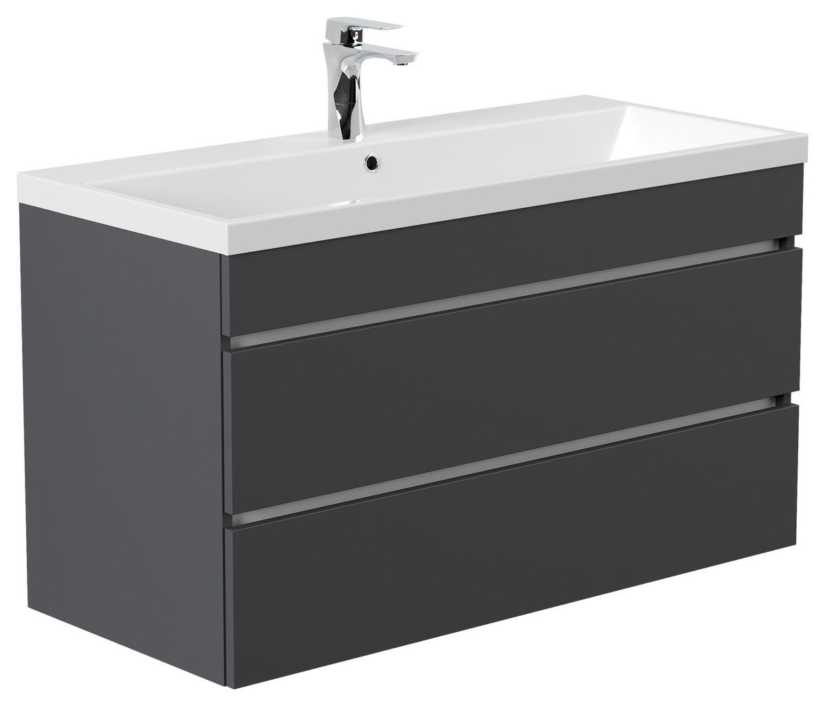 WASCHTISCHKOMBI 100 cm  - Graphitfarben, Basics, Holzwerkstoff (100cm) - MID.YOU