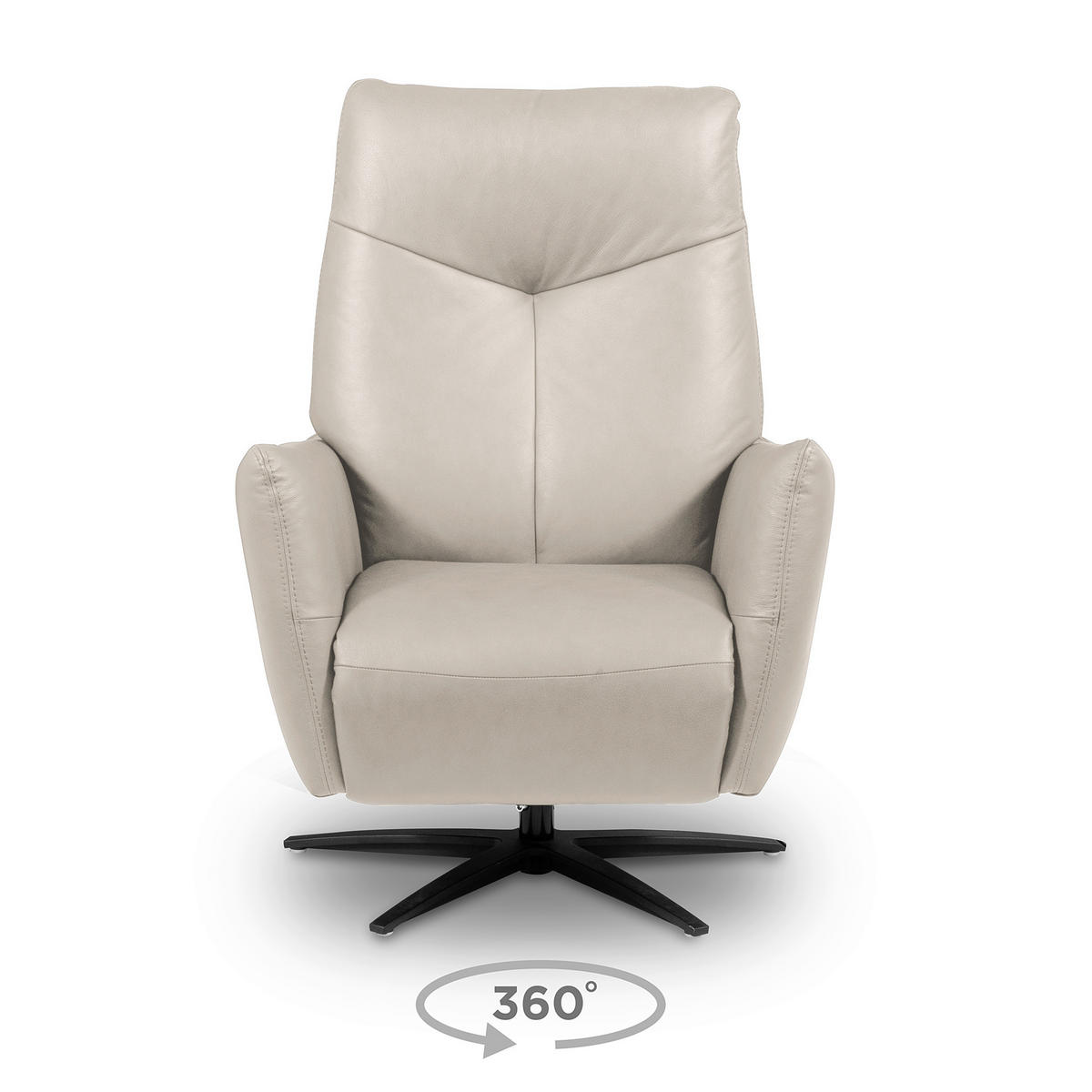 RELAXSESSEL Leder Hellgrau  - Hellgrau/Schwarz, Design, Leder/Metall (76/107/88cm) - Livetastic