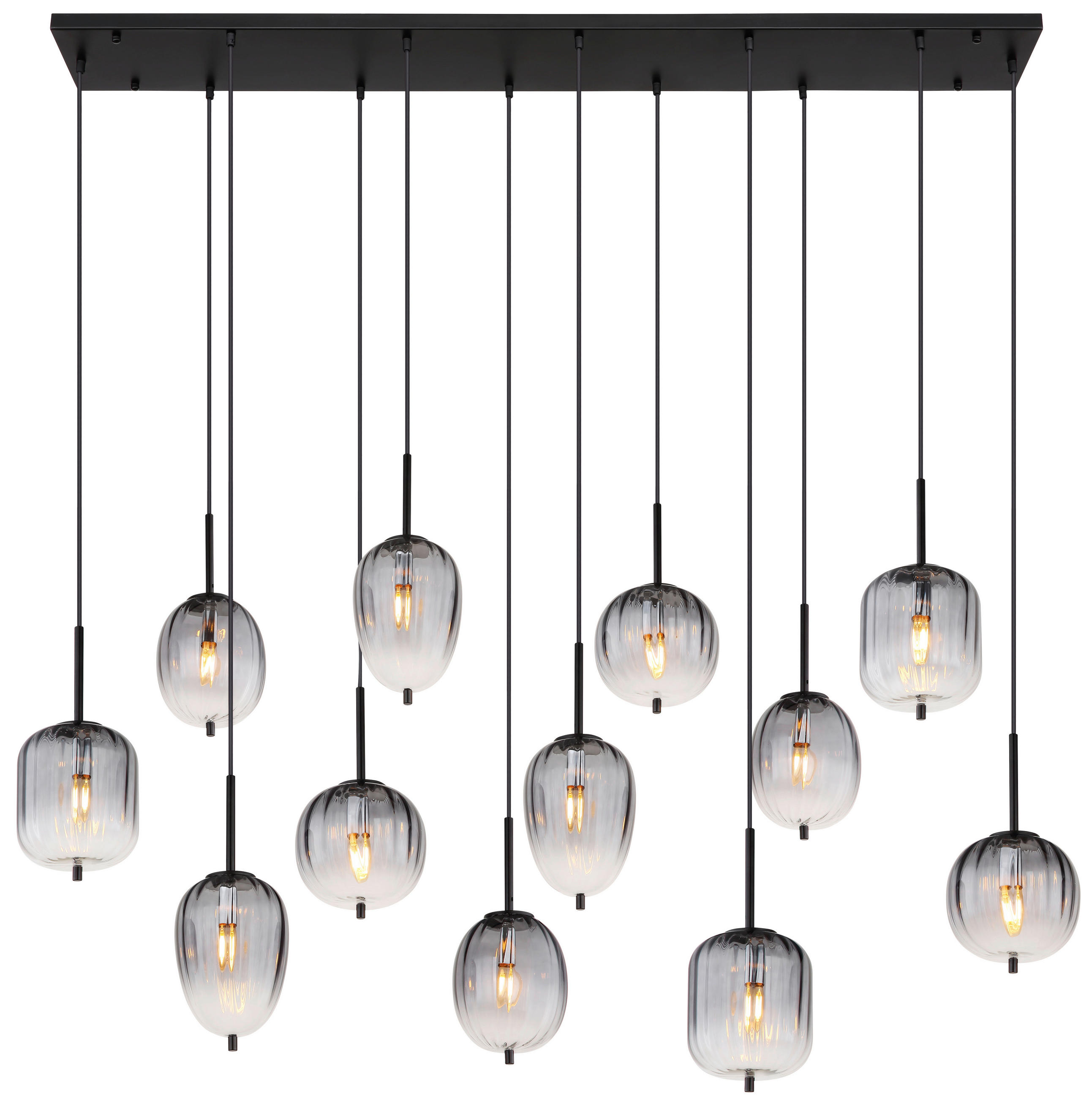 HÄNGELEUCHTE 160/34/130 cm    - Klar/Schwarz, Design, Glas/Kunststoff (160/34/130cm) - Globo
