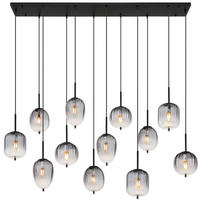 HÄNGELEUCHTE 160/34/130 cm    - Klar/Schwarz, Design, Glas/Kunststoff (160/34/130cm) - Globo