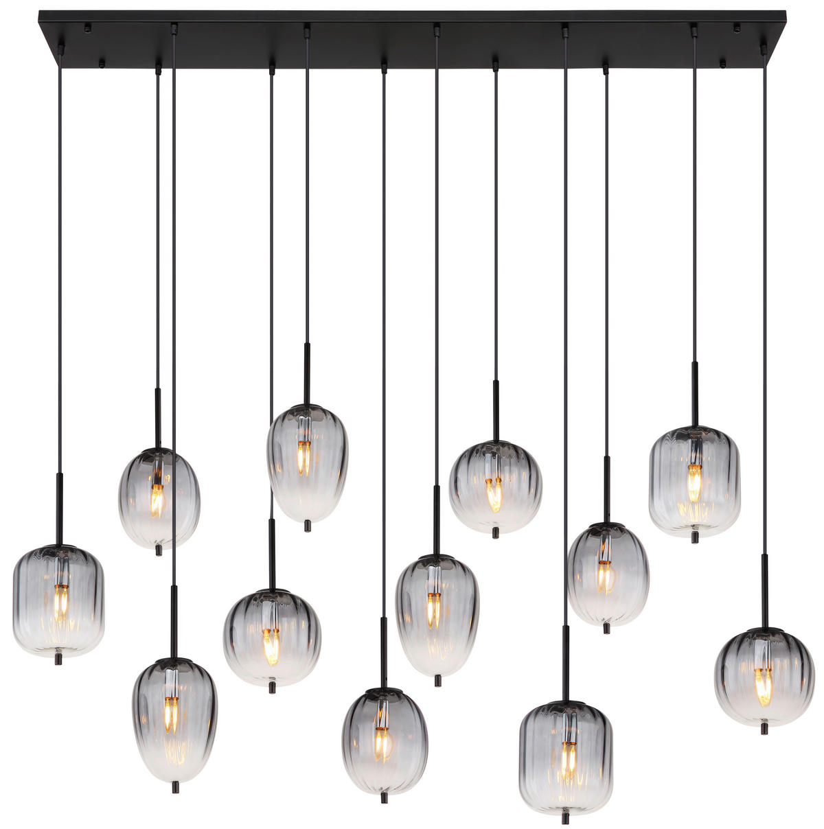 HÄNGELEUCHTE 160/34/130 cm    - Klar/Schwarz, Design, Glas/Kunststoff (160/34/130cm) - Globo