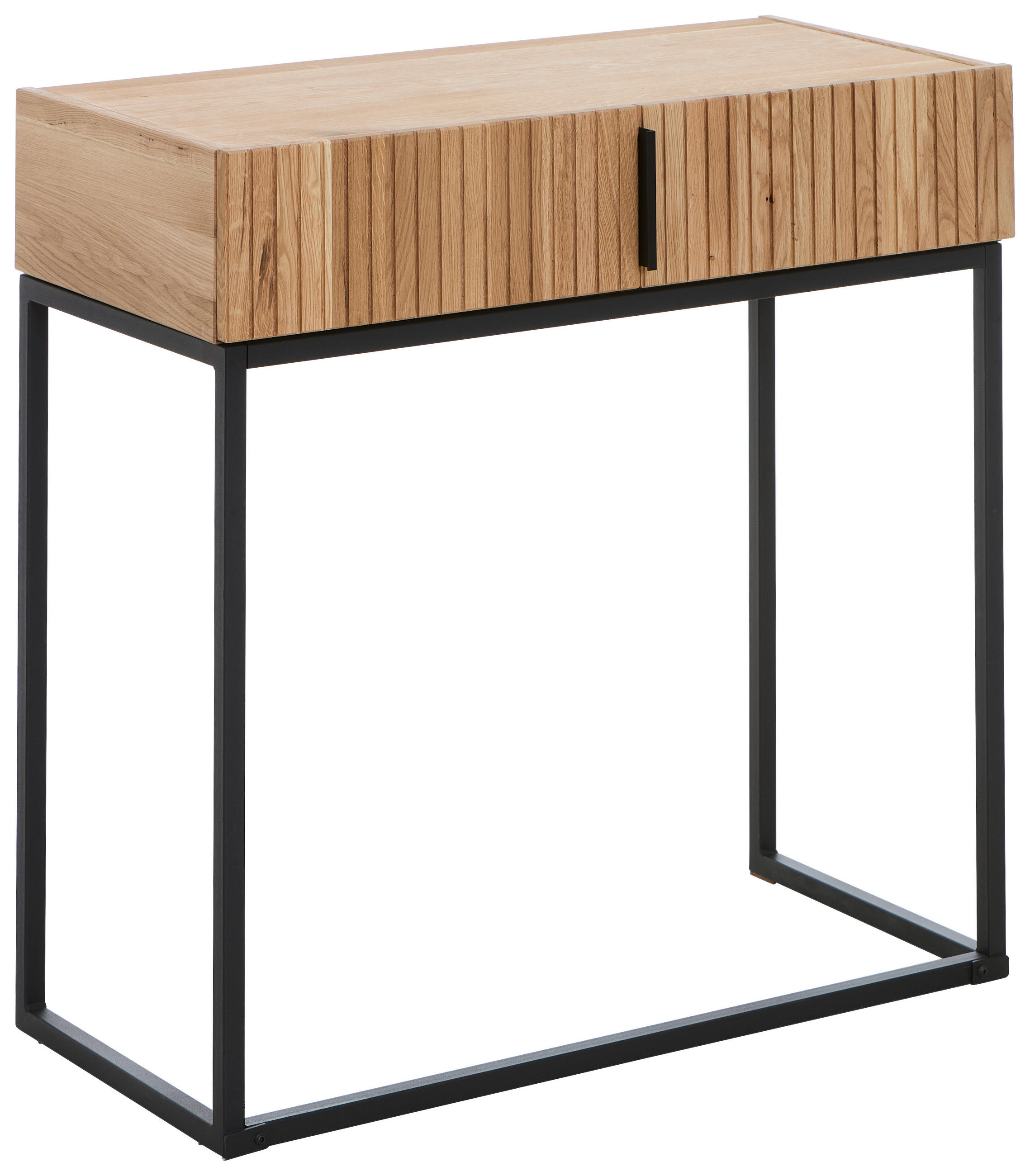 KONSOLENTISCH in Holz, Metall 80/38/80 cm    - Eichefarben/Schwarz, Natur, Holz/Metall (80/38/80cm) - Linea Natura