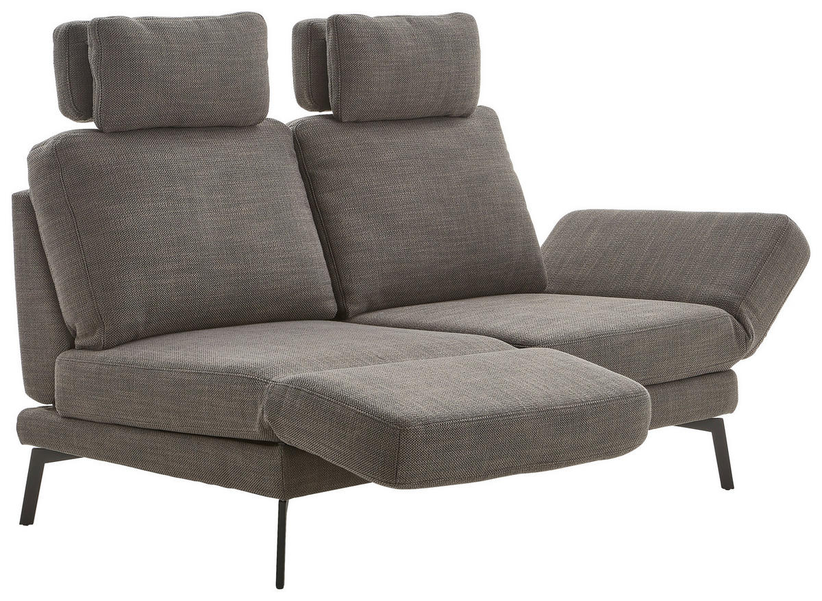 2-SITZER-SOFA Flachgewebe Schwarz  - Schwarz, KONVENTIONELL, Textil/Metall (170-218/87/93-141cm) - Hom`in