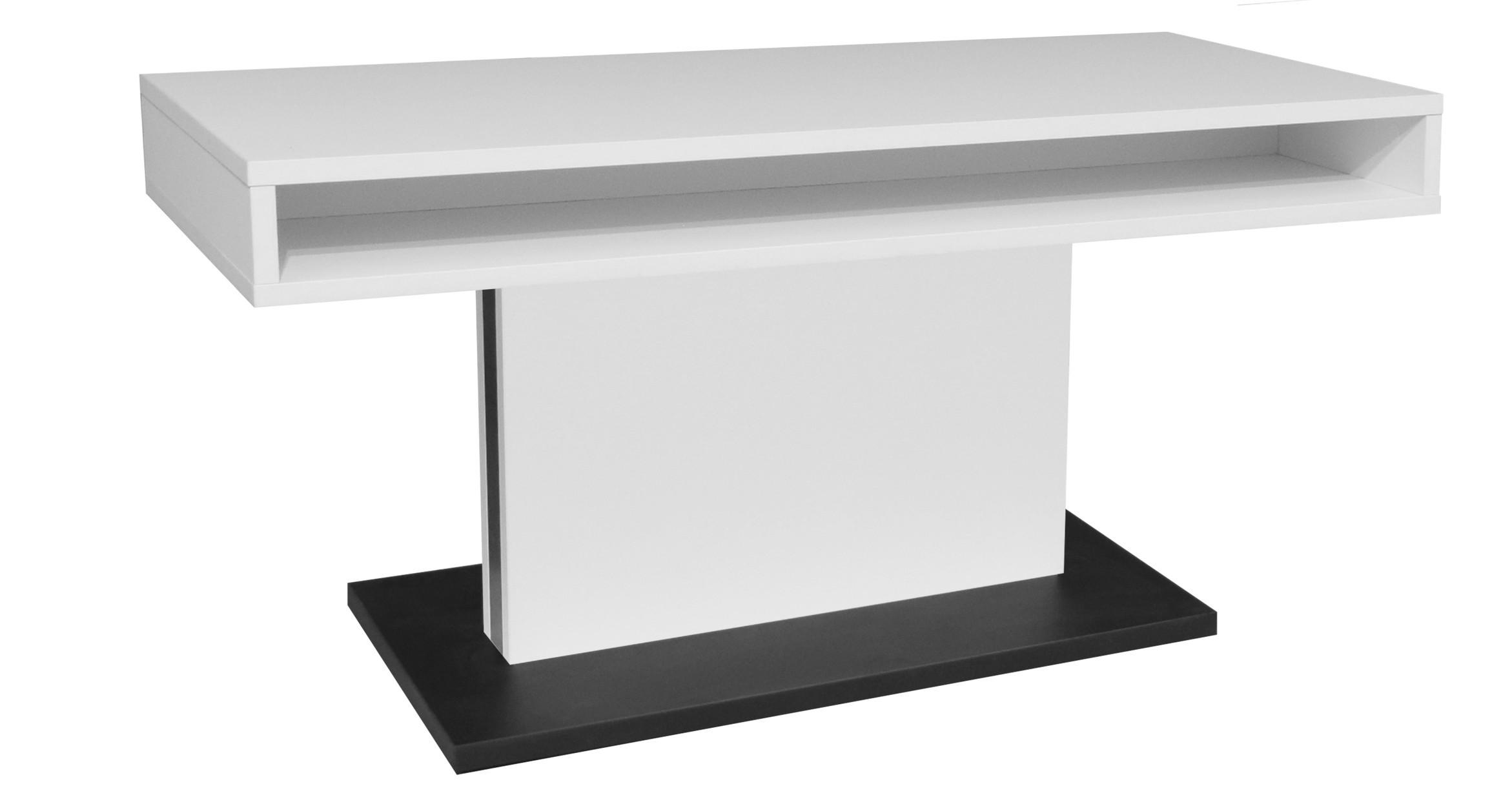 COUCHTISCH Lift Couchtisch rechteckig Schwarz, Weiß  - Schwarz/Weiß, Design, Holzwerkstoff/Metall (110/58-77/60cm) - MID.YOU