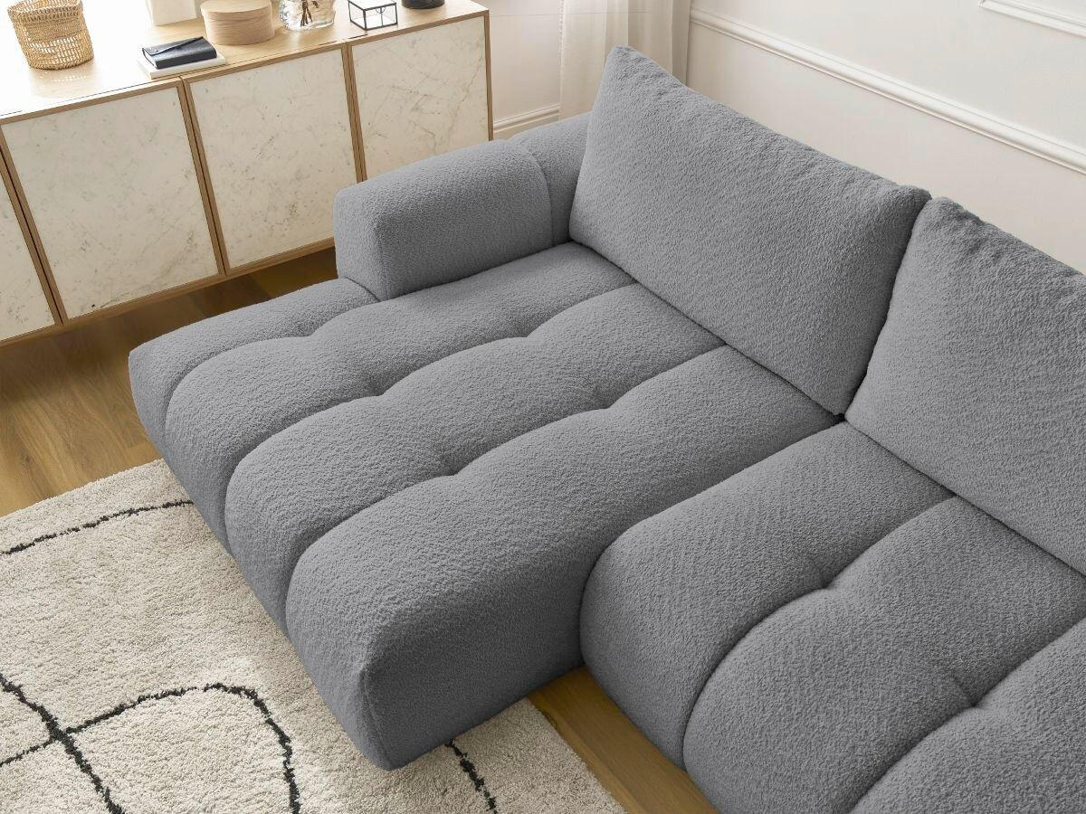 ECKSCHLAFSOFA FUJI Bouclé Dunkelgrau  inkl.  - Dunkelgrau/Schwarz, MODERN, Kunststoff/Textil (160/292cm)
