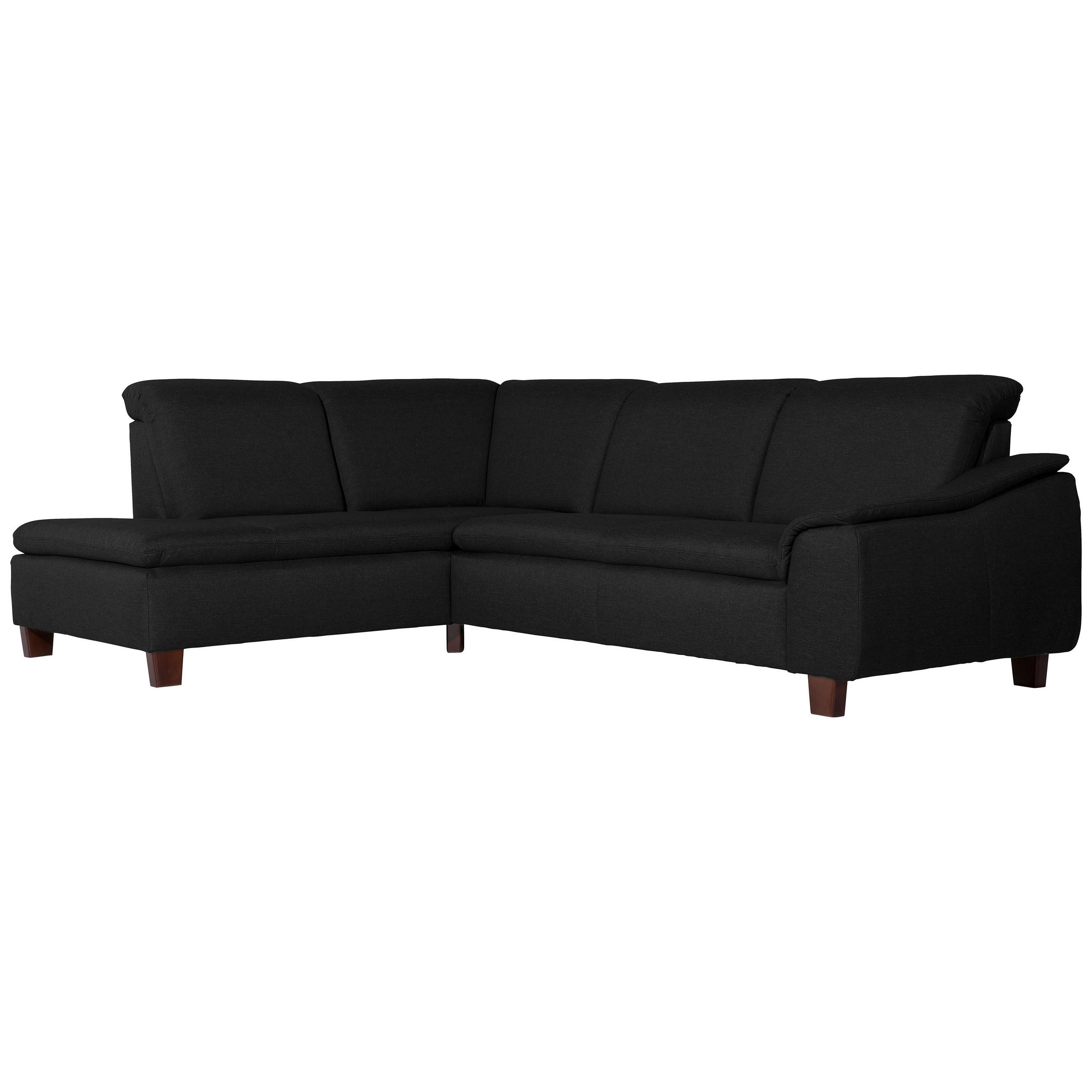 ECKSOFA Schwarz Flachgewebe  - Nussbaumfarben/Schwarz, Design, Holz/Textil (247/187cm) - Max Winzer
