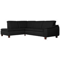 ECKSOFA Schwarz Flachgewebe  - Nussbaumfarben/Schwarz, Design, Holz/Textil (247/187cm) - Max Winzer