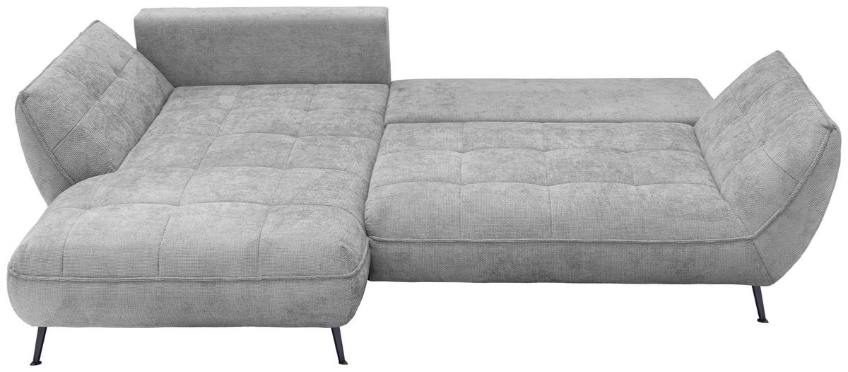 ECKSOFA in Struktur Hellgrau  187/282 cm  - Hellgrau/Schwarz, Design, Textil/Metall (187/282cm) - Livetastic