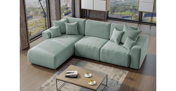 ECKSOFA in Velours Mintgrün  - Chromfarben/Mintgrün, KONVENTIONELL, Kunststoff/Textil (195/293cm) - Carryhome