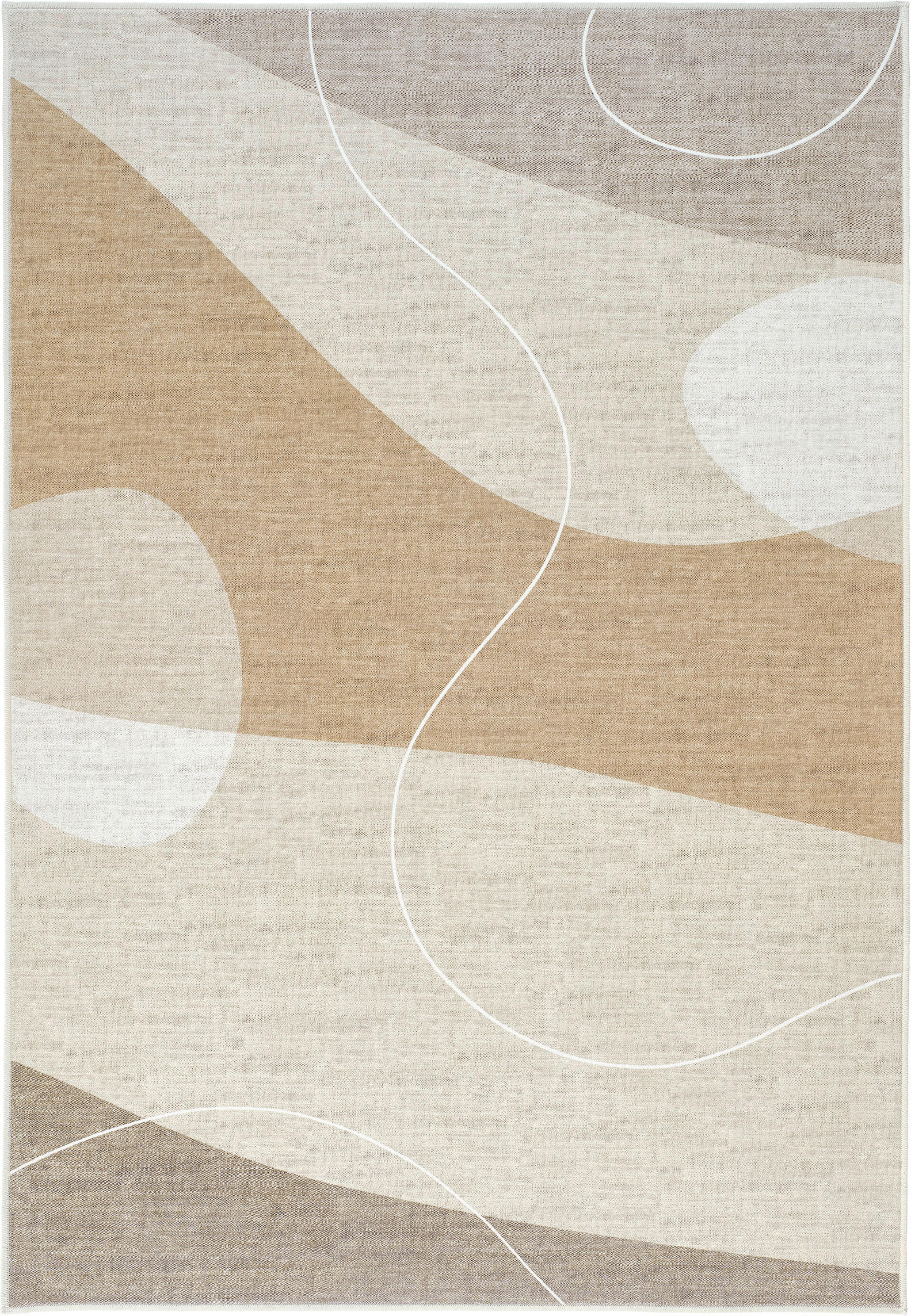 VINTAGE-TEPPICH 130/190 cm CORTEA DUNIS, waschbar Creme, Pinienfarben, Honigeiche rechteckig  - Honigeiche/Creme, Design, Kunststoff/Textil (130/190cm) - Lindorug