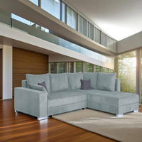 ECKSOFA Mintgrün Cord  - Chromfarben/Schwarz, Design, Kunststoff/Textil (260/218cm) - P & B