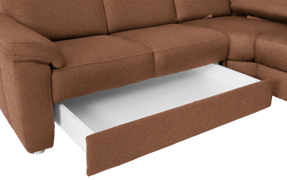WOHNLANDSCHAFT Braun Flachgewebe  - Chromfarben/Braun, KONVENTIONELL, Textil/Metall (240/330/163cm) - Beldomo System