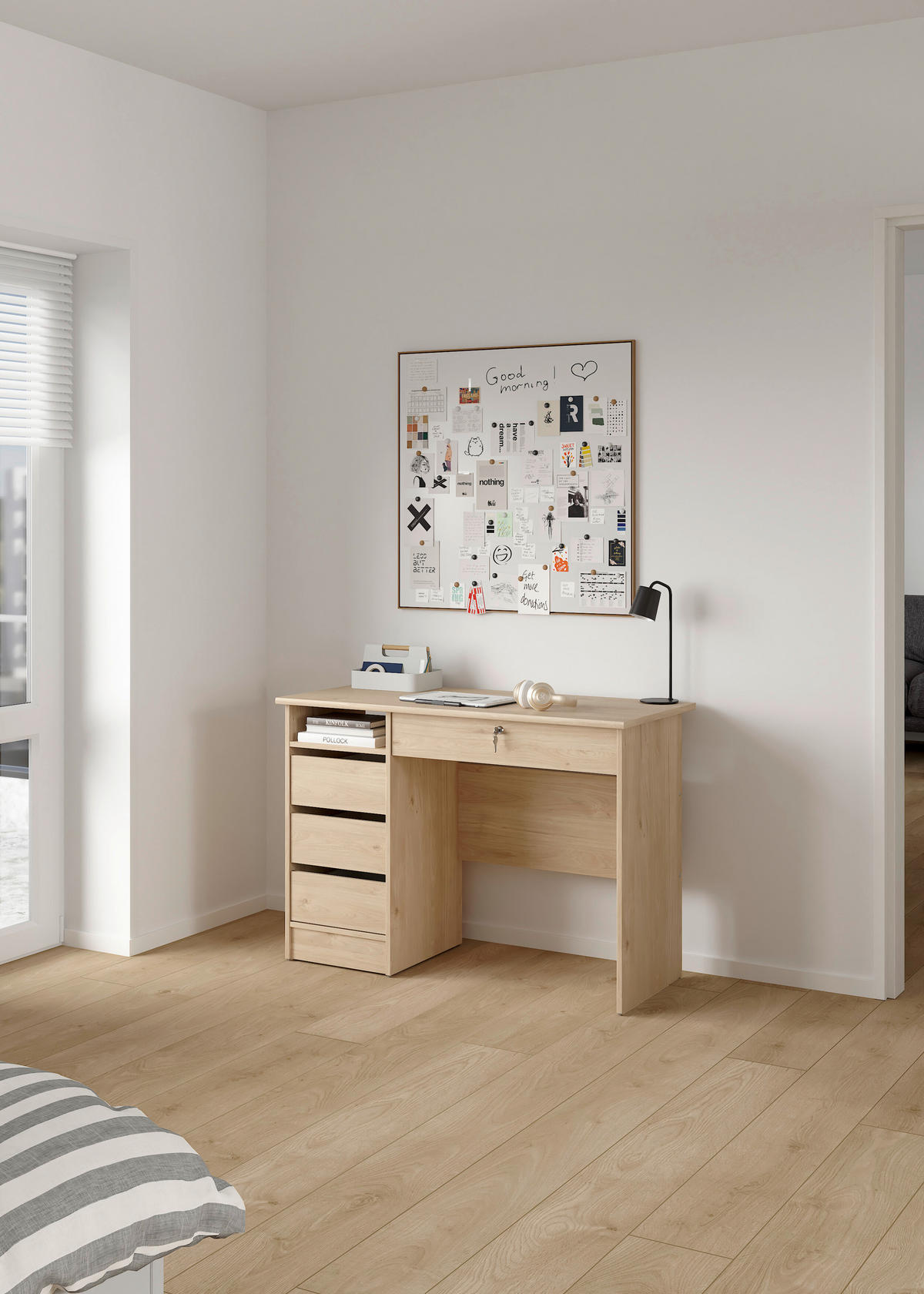 Birou, 109,3/48,5/75,6 cm, material pe bază de lemn - culoare lemn stejar, Modern, material pe bază de lemn (109,3/48,5/75,6cm) - MID.YOU