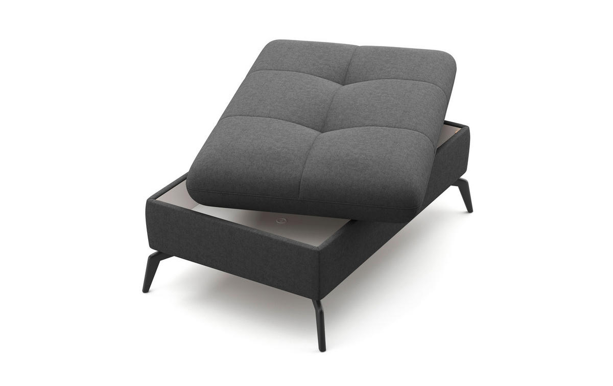 HOCKER in Textil Dunkelgrau  - Dunkelgrau/Schwarz, KONVENTIONELL, Textil/Metall (102/47/69cm) - Sit & More