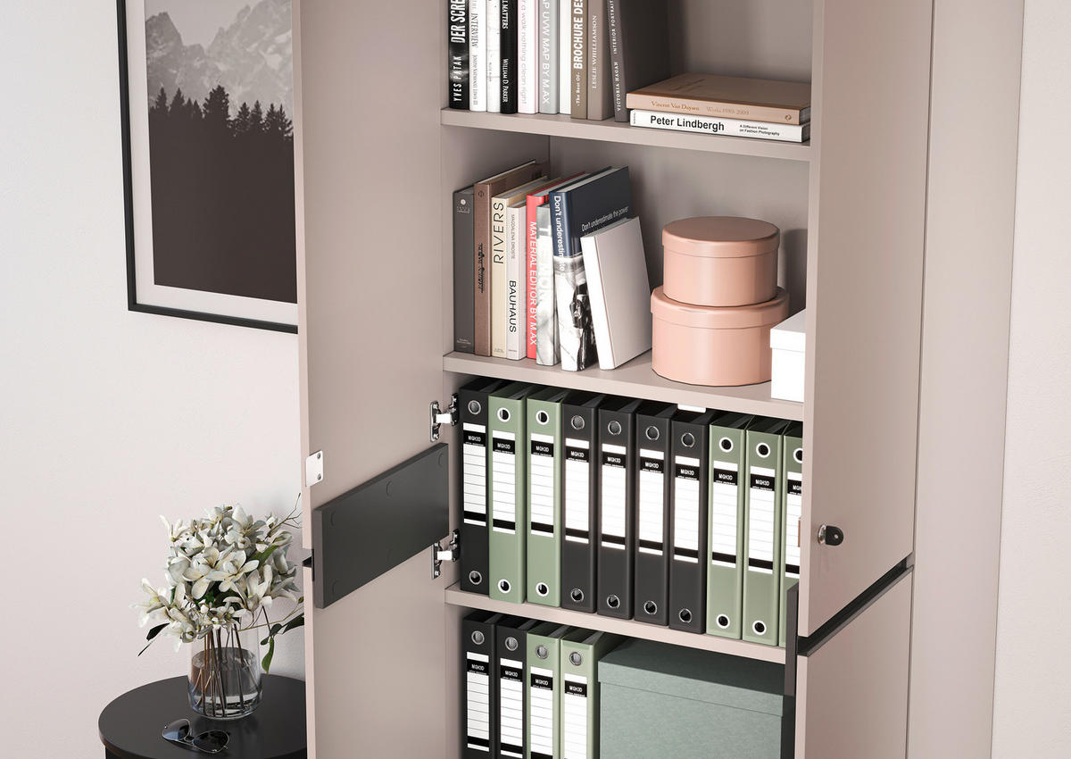 AKTENSCHRANK Grau, Eichefarben  - Eichefarben/Grau, MODERN, Holzwerkstoff (81/197/40cm) - Novel