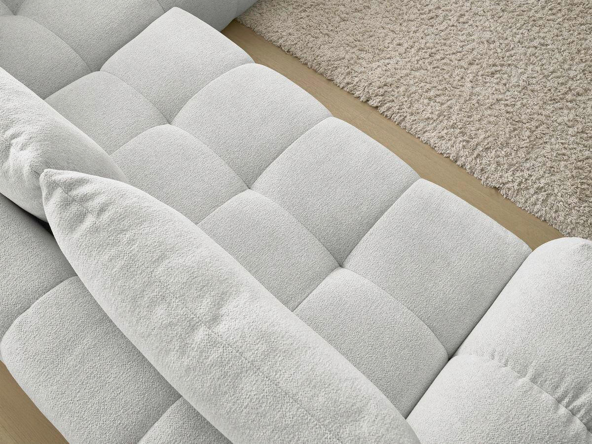 ECKSCHLAFSOFA EVEREST  mit Rücken echt, Armteil links, Armteil rechts Flachgewebe Hellgrau  - Hellgrau/Schwarz, MODERN, Kunststoff/Textil (320/212cm)