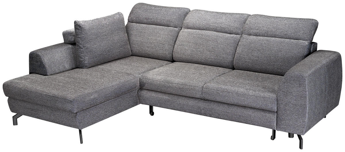 ECKSOFA Dunkelgrau Chenille  - Dunkelgrau/Schwarz, KONVENTIONELL, Textil/Metall (185/266cm) - Carryhome