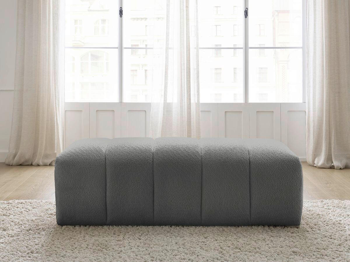 HOCKER ANNECY Bouclé Dunkelgrau  - Dunkelgrau/Schwarz, MODERN, Kunststoff/Textil (146/45/68cm)