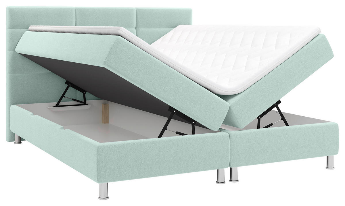 BOXBETT 180/200 cm  in Türkis  - Türkis/Chromfarben, KONVENTIONELL, Textil/Metall (180/200cm) - Carryhome