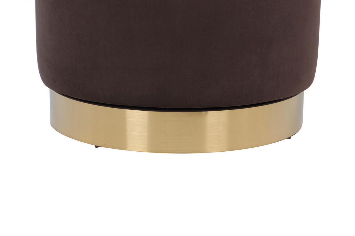 DREHHOCKER Samt Braun  - Goldfarben/Braun, Design, Textil/Metall (52/68cm) - Kayoom
