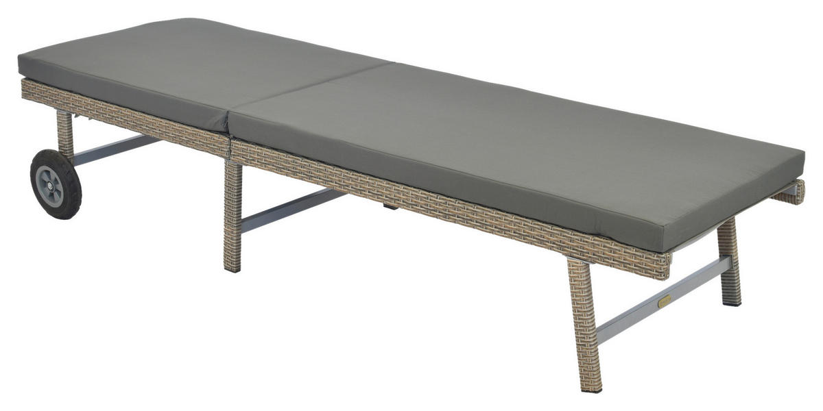 GARTENLIEGE 202/35/65 cm  - Beige/Grau, MODERN, Kunststoff/Metall (202/35/65cm) - Gardenson