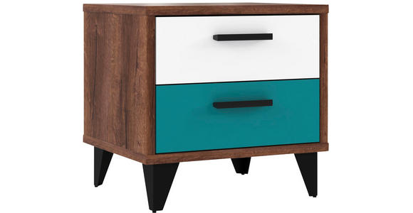 NACHTKÄSTCHEN in Grau, Grün, Schwarz, Weiß, Eichefarben  - Eichefarben/Schwarz, Design, Holzwerkstoff/Kunststoff (50/48/42cm) - Carryhome