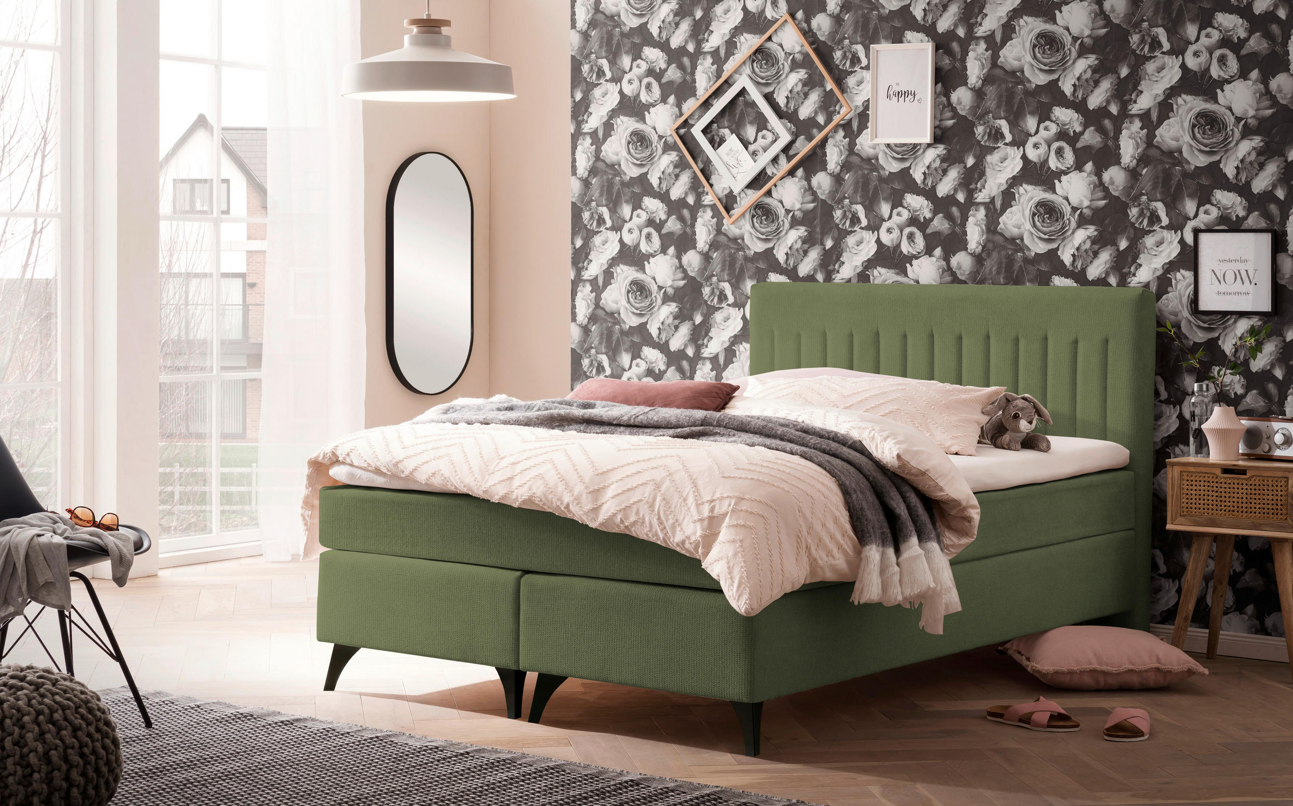 BOXSPRINGBETT 140/200 cm  in Grün  - Schwarz/Grün, Basics, Textil/Metall (140/200cm) - Boxxx