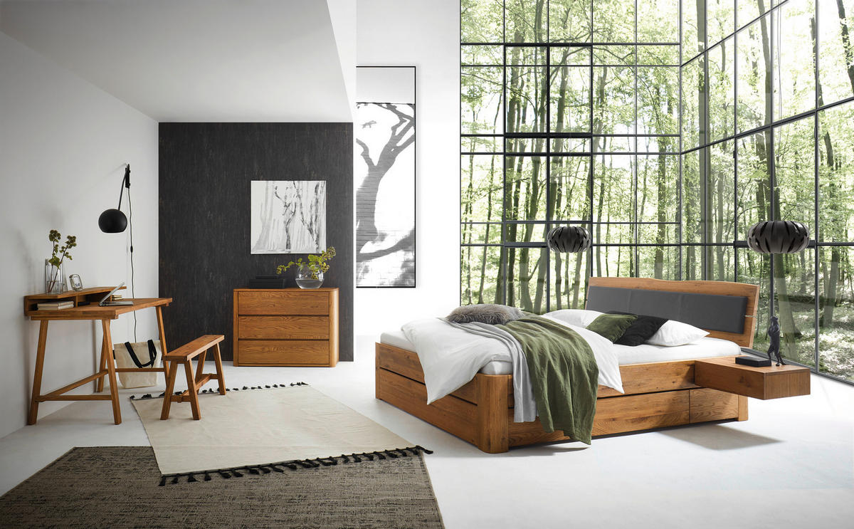 STAURAUMBETT 140/200 cm  in Anthrazit, Wildeiche  - Wildeiche/Anthrazit, Design, Holz (140/200cm) - Hasena