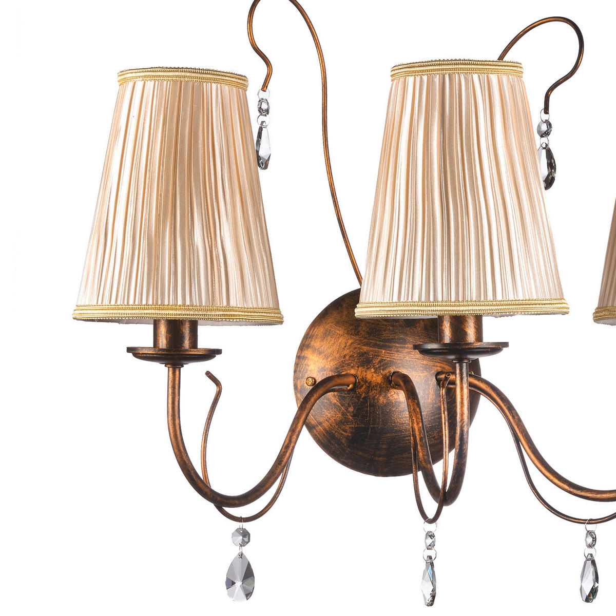 WANDLEUCHTE Delia 56/37/40 cm   - Cognac, KONVENTIONELL, Glas/Textil (56/37/40cm)