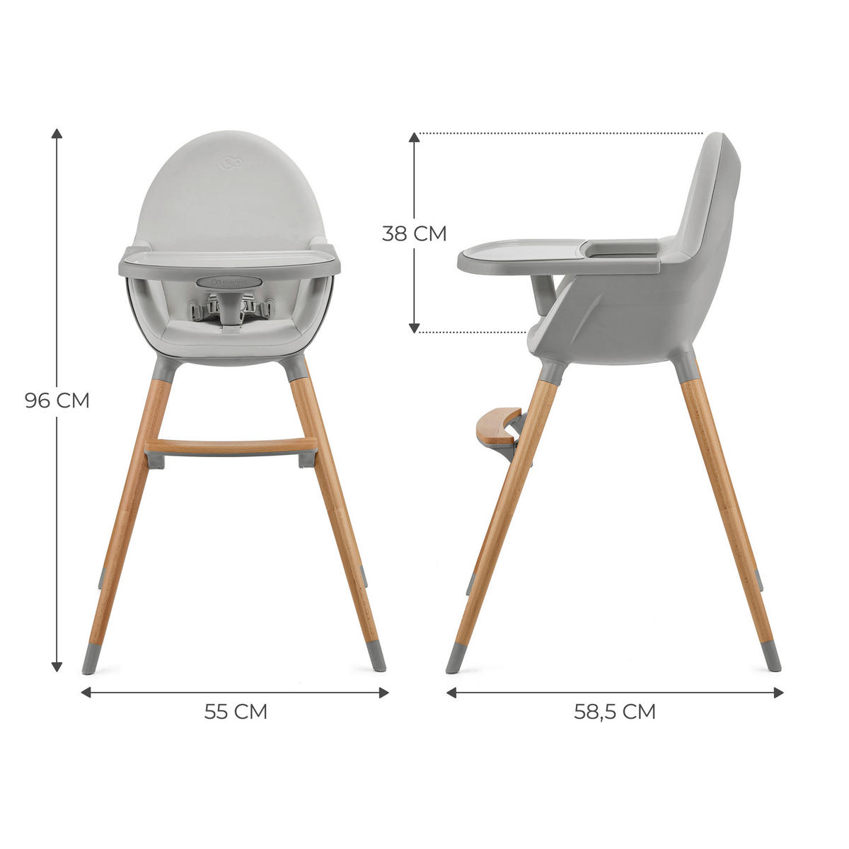 HOCHSTUHL Fini 2  - Grau, Basics, Leder/Holz (55/96/58.5cm) - kinderkraft