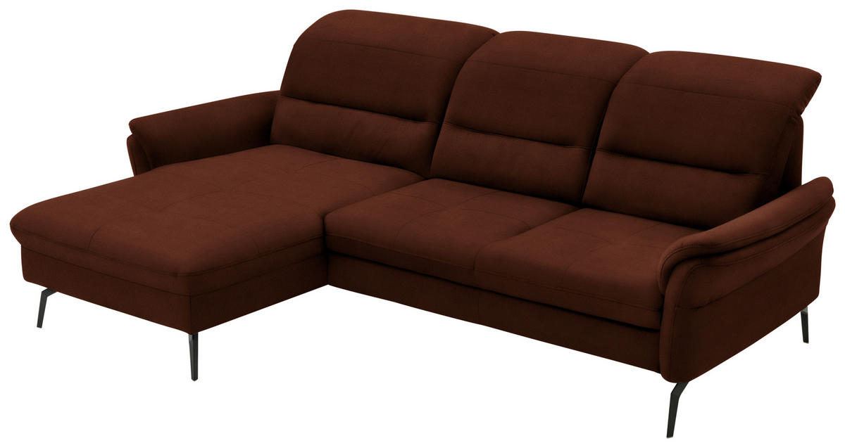 ECKSOFA in Flachgewebe Braun  - Schwarz/Braun, Konventionell, Textil/Metall (181/260cm) - Beldomo Speed