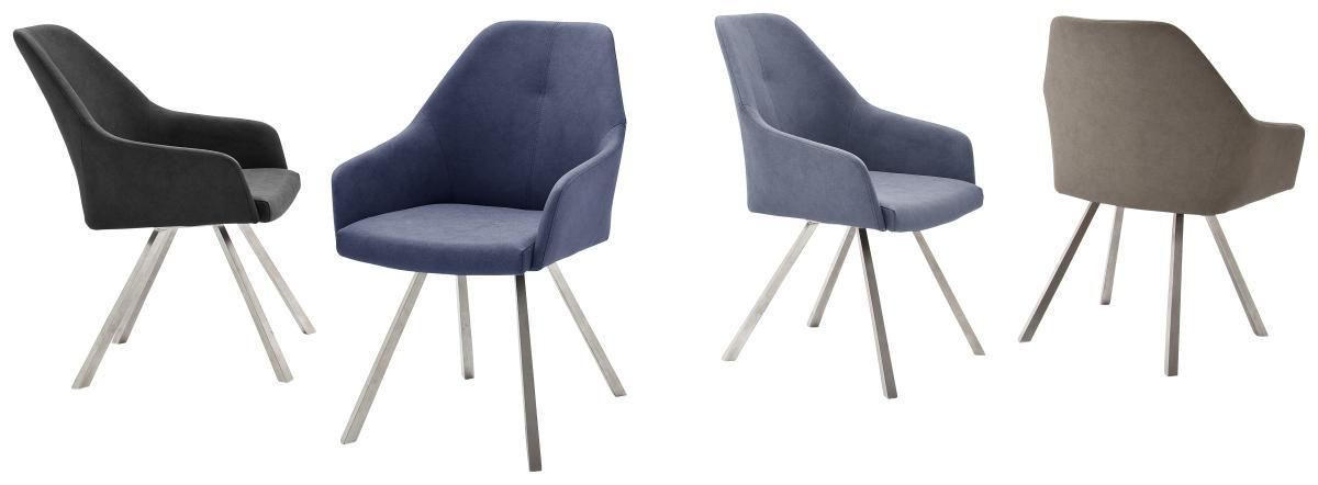 ARMLEHNSTUHL  in Edelstahl Lederlook  - Taupe/Edelstahlfarben, Design, Textil/Metall (55/86/63cm) - Novel