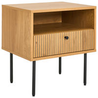 NACHTKÄSTCHEN in Schwarz, Eichefarben  - Eichefarben/Schwarz, Design, Holzwerkstoff/Metall (50/50/40cm) - Carryhome