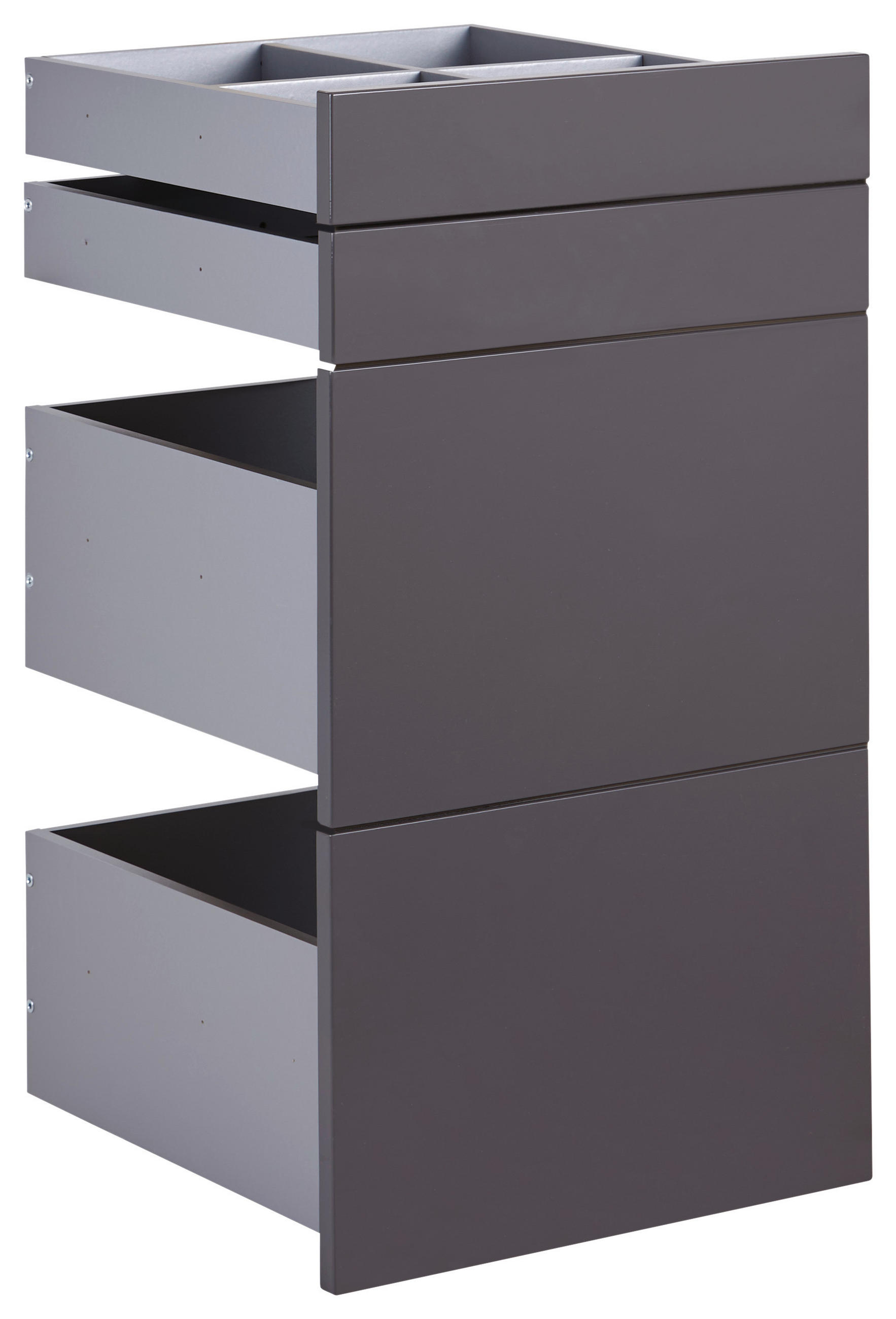 SCHUBLADENSET 45,3/83/46,8 cm Anthrazit Hochglanz  - Anthrazit Hochglanz, KONVENTIONELL, Holzwerkstoff (45,3/83/46,8cm) - Hom`in