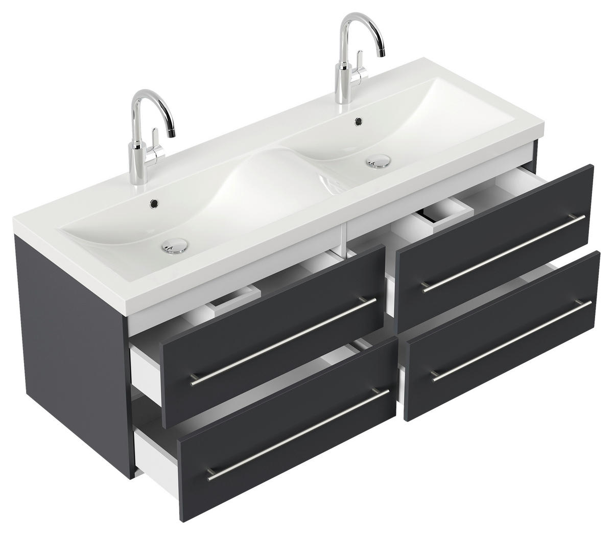 WASCHTISCHKOMBI 160 cm  - Graphitfarben/Weiß, Basics, Holzwerkstoff/Stein (160cm) - MID.YOU