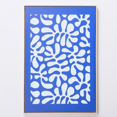 BILD Blätter 60/90 cm  - Blau/Weiß, Basics, Holzwerkstoff/Textil (60/90cm) - Boltze Home