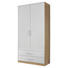 DREHTÜRENSCHRANK in Weiß, Eichefarben - Eichefarben/Silberfarben, Design, Holzwerkstoff/Kunststoff (91/197/54cm) - Carryhome DREHTÜRENSCHRANK in Weiß, Eichefarben - Eichefarben/Silberfarben, Design, Holzwerkstoff/Kunststoff (91/197/54cm) - Carryhome