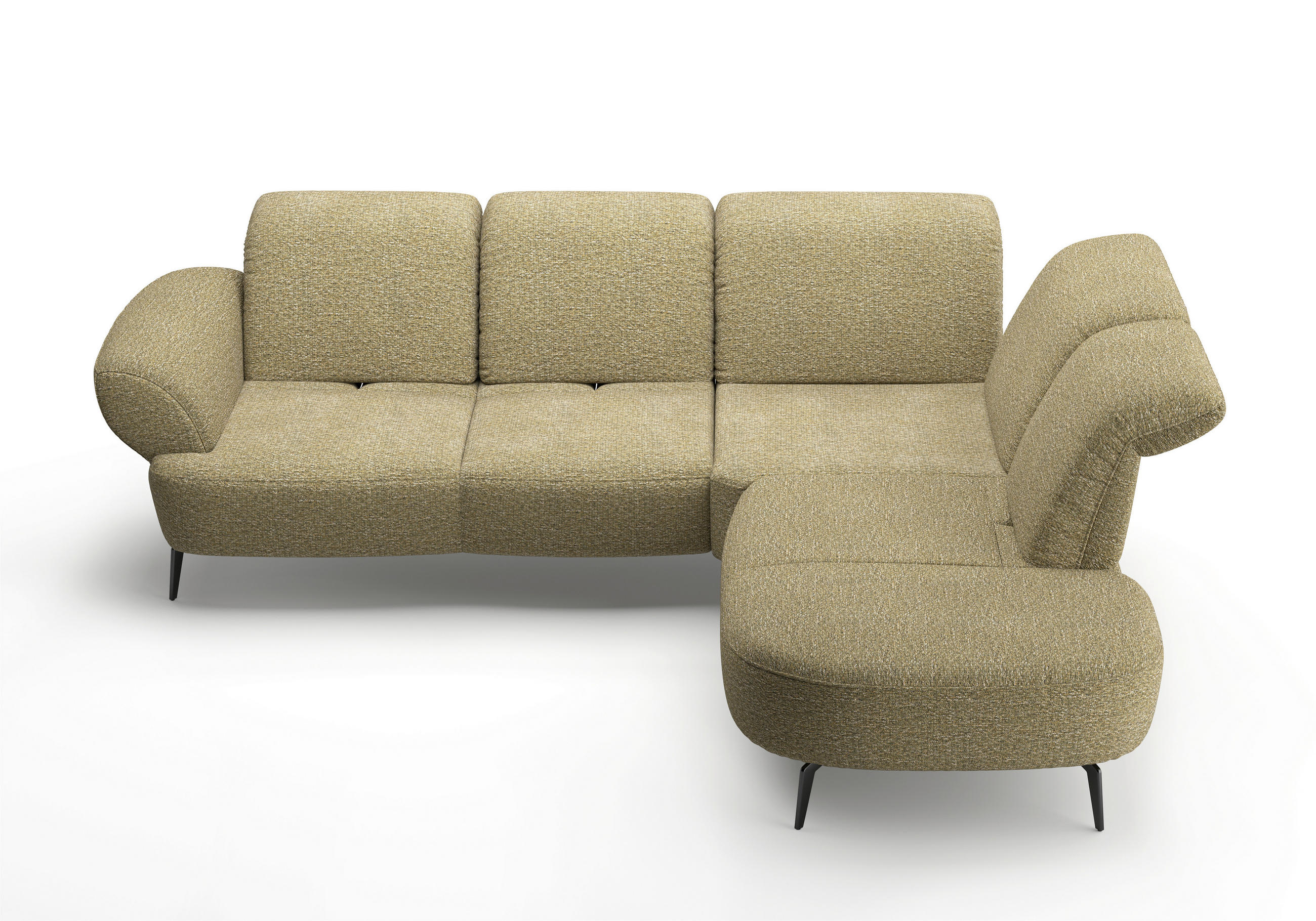 ECKSOFA in Chenille Olivgrün - Schwarz/Olivgrün, Modern, Textil/Metall (302/270cm) - Sit & More