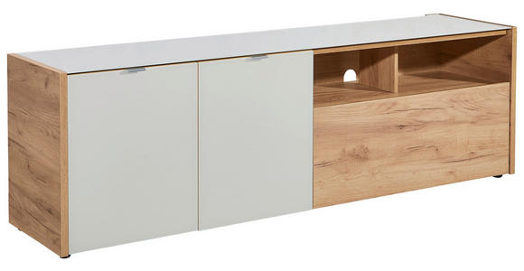 LOWBOARD Eichefarben, Kaschmir - Kaschmir/Eichefarben, KONVENTIONELL, Glas/Holzwerkstoff (177/55/40cm) - Voleo