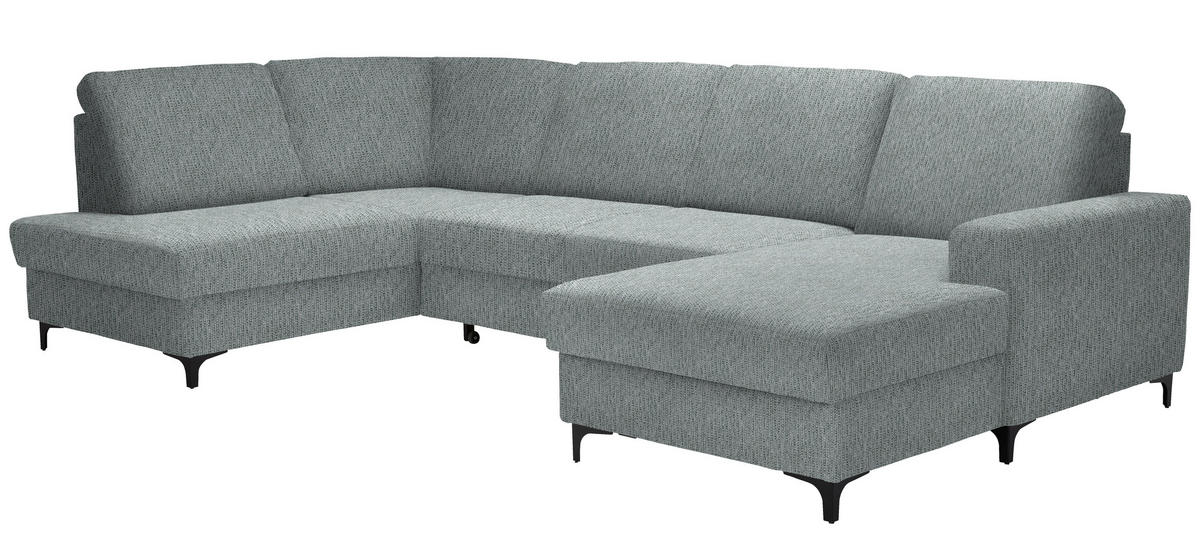 SOFFA i vävt tyg grå, grön  - grön/svart, Klassisk, metall/textil (185/317/167cm) - Livetastic